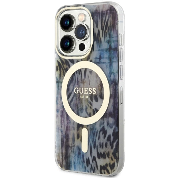 Guess GUHMP14XHLEOPWB iPhone 14 Pro Max 6.7" blue/blue hardcase Leopard MagSafe