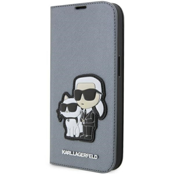 Karl Lagerfeld KLBKP14XSANKCPG iPhone 14 Pro Max 6.7" bookcase silver/silver Saffiano Karl &amp; Choupette