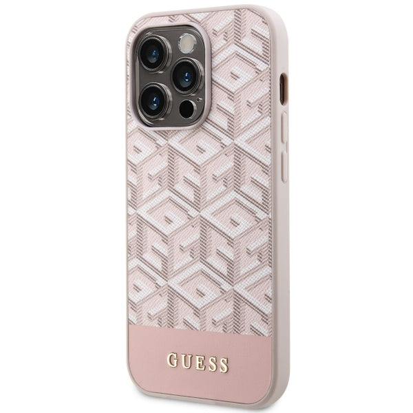 Guess GUHMP14LHGCFSEP iPhone 14 Pro 6.1" pink/pink hard case GCube Stripes MagSafe