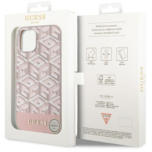 Guess GUHMP14MHGCFSEP iPhone 14 Plus 6.7" pink/pink hard case GCube Stripes MagSafe