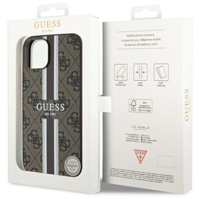 Guess GUHMP14MP4RPSW iPhone 14 Plus 6.7" brown/brown hardcase 4G Printed Stripes MagSafe