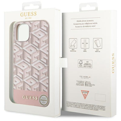 Guess GUHMP14SHGCFSEP iPhone 14 6.1" pink/pink hard case GCube Stripes MagSafe