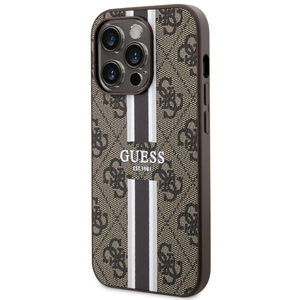 Guess GUHMP14XP4RPSW iPhone 14 Pro Max 6.7" brown/brown hardcase 4G Printed Stripes MagSafe
