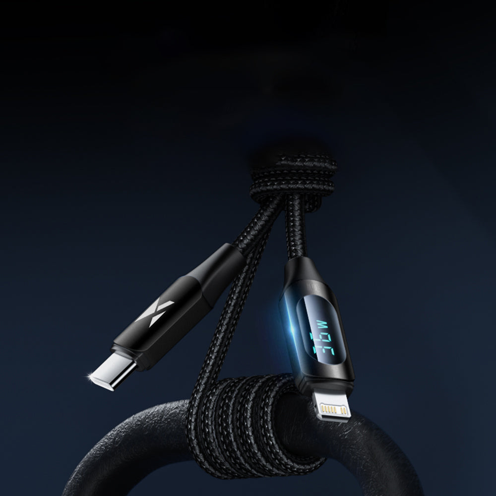 Wozinsky WUCLC2 Lightning - USB-C 36W 480Mb/s cable 2m with display - black