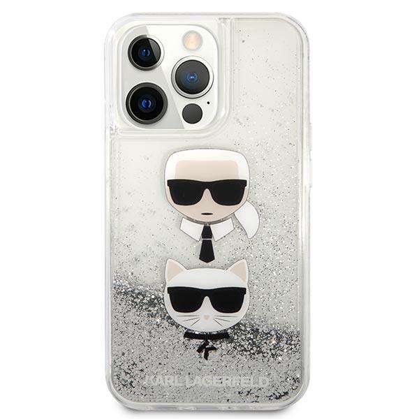 „Karl Lagerfeld“ skysto blizgučio „Karl&Choupette“ dėklas „iPhone 13 Pro Max“ – sidabrinis 