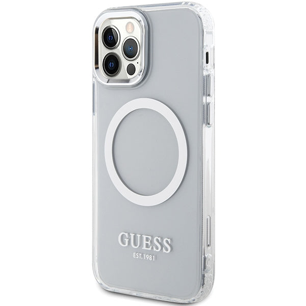 Guess Metal Outline Magsafe case for iPhone 12 / iPhone 12 Pro - silver