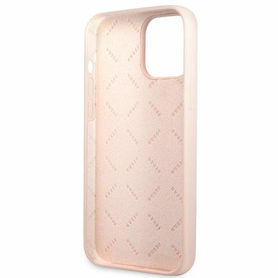 Guess GUHCP13XLSLMGLP iPhone 13 Pro Max 6.7" light pink/light pink hardcase Silicone Script Gold Logo