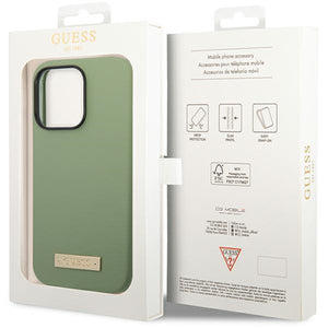 Guess Silicone Logo Plate MagSafe case for iPhone 14 Pro Max - green