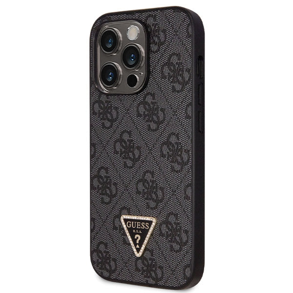 Guess GUHCP14LP4TDSCPK case for iPhone 14 Pro - black Crossbody 4G Metal Logo