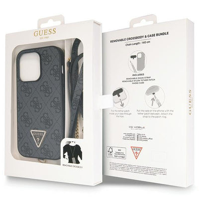 Guess GUHCP14LP4TDSCPK case for iPhone 14 Pro - black Crossbody 4G Metal Logo