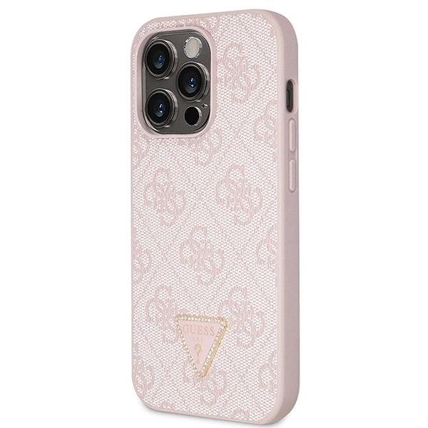 Guess GUHCP14LP4TDSCPP case for iPhone 14 Pro - pink Crossbody 4G Metal Logo