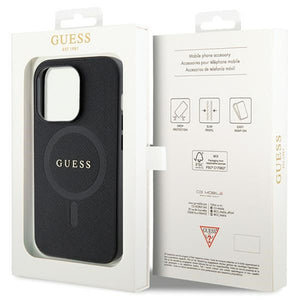 Guess GUHMP14LPSAHMCK case for iPhone 14 Pro - black Saffiano MagSafe