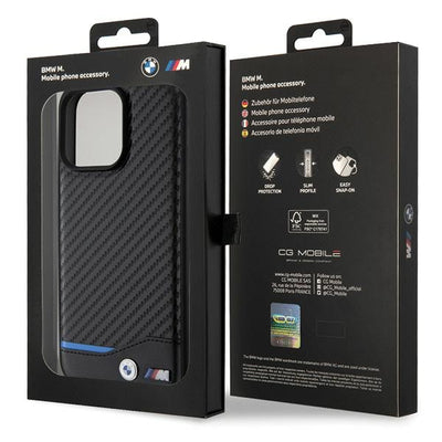 BMW Leather Carbon case for iPhone 15 Pro Max - black