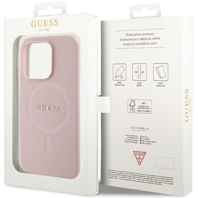 Guess GUHMP13LPSAHMCP case for iPhone 13 Pro / 13 - pink Saffiano MagSafe