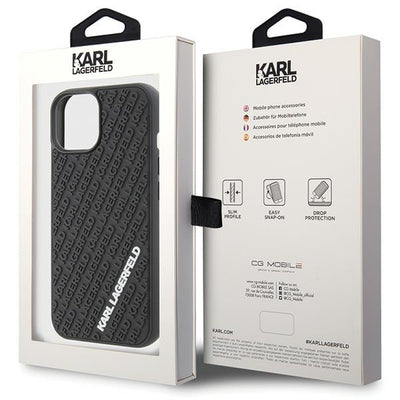 Karl Lagerfeld 3D Rubber Multi Logo case for iPhone 15 - black