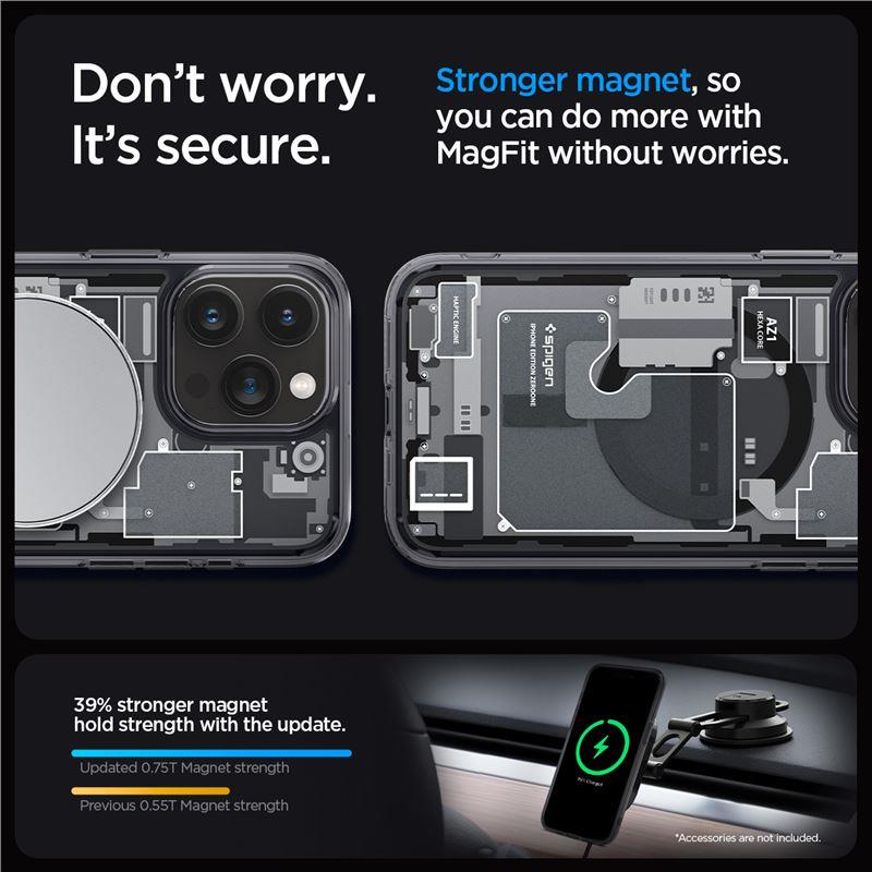 Spigen Ultra Hybrid Mag Case with MagSafe for iPhone 15 Pro - Dark Gray (Zero One Pattern)