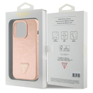Guess GUHCP15XPCRTHCP iPhone 15 Pro Max pink/pink hardcase Croco Triangle Metal Logo