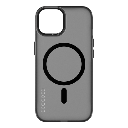 Decoded Transparent Grip Case with MagSafe for iPhone 15 Plus - gray and black