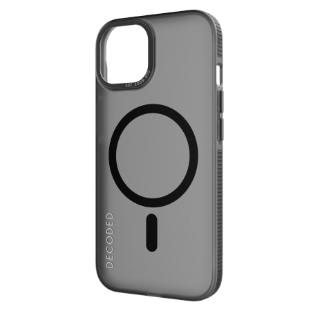 Decoded Transparent Grip Case with MagSafe for iPhone 15 Plus - gray and black