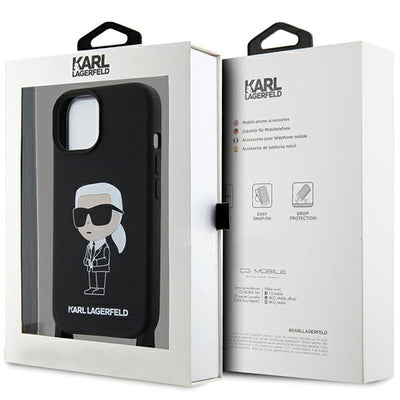 Karl Lagerfeld KLHCP15SSCBSKNK iPhone 15 6.1" hardcase black/black Crossbody Silicone Ikonik