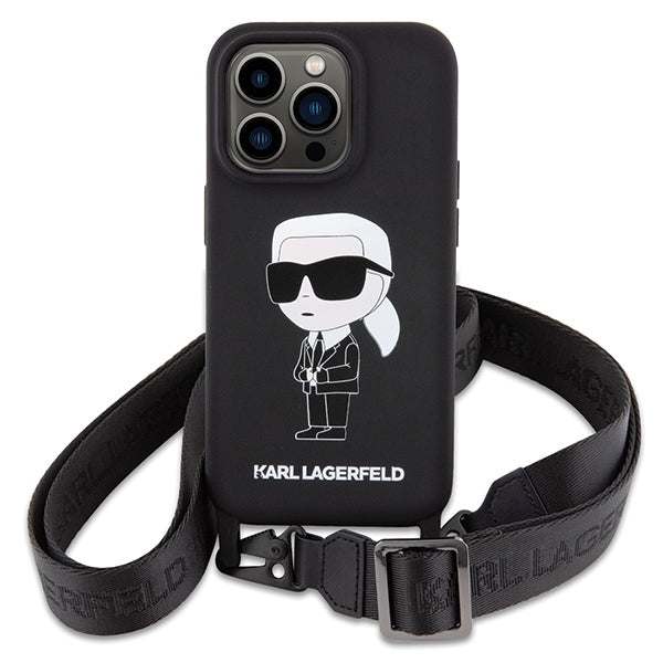 Karl Lagerfeld KLHCP15XSCBSKNK iPhone 15 Pro Max 6.7" hardcase black/black Crossbody Silicone Ikonik