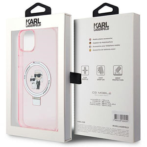 Karl Lagerfeld Ring Stand Karl&amp;Choupette MagSafe case for iPhone 15 Plus - pink