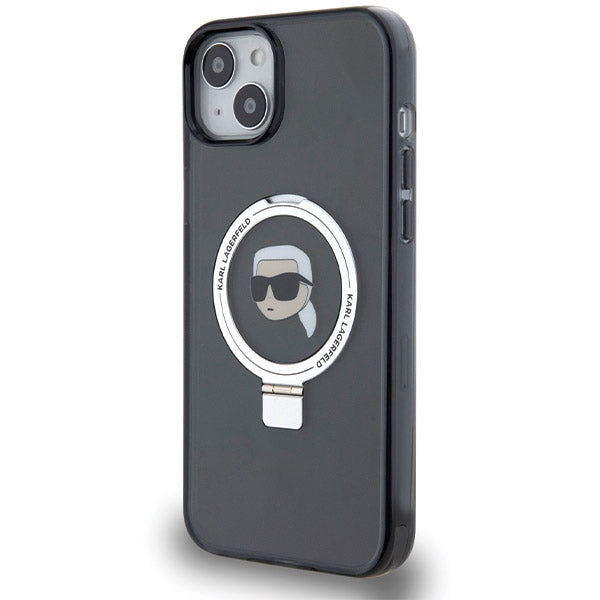 Karl Lagerfeld KLHMP15SHMRSKHK iPhone 15 6.1" black/black hardcase Ring Stand Karl Head MagSafe