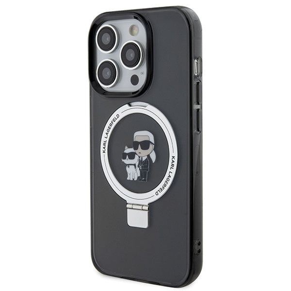 Karl Lagerfeld KLHMP15XHMRSKCK iPhone 15 Pro Max 6.7" black/black hardcase Ring Stand Karl&amp;Choupette MagSafe