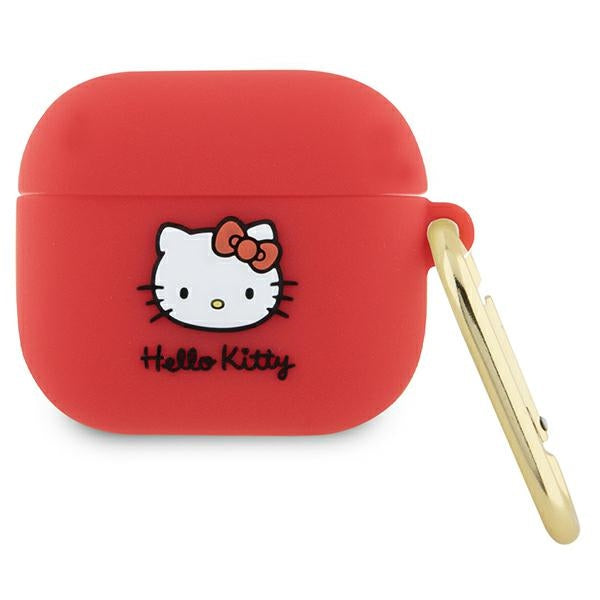 Silikoninis 3D „Hello Kitty“ ausinių dėklas „AirPods 3“ ausinėms – fuksijos spalvos