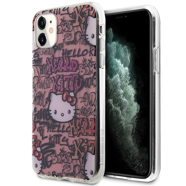 „Hello Kitty IML Tags“ grafiti dėklas, skirtas „iPhone 11“ / „Xr“ – rožinis