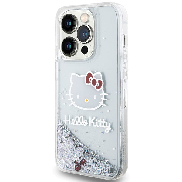 „Hello Kitty“ skystų blizgučių pakabukai „Kitty Head“ dėklas, skirtas „iPhone 13 Pro“ / 13 - sidabrinis