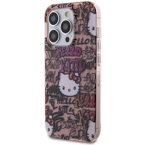 „Hello Kitty IML Tags“ grafiti dėklas, skirtas „iPhone 13 Pro Max“ – rožinis