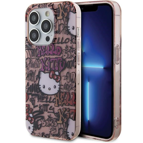 „Hello Kitty IML Tags“ grafiti dėklas, skirtas „iPhone 14 Pro“ – rožinis