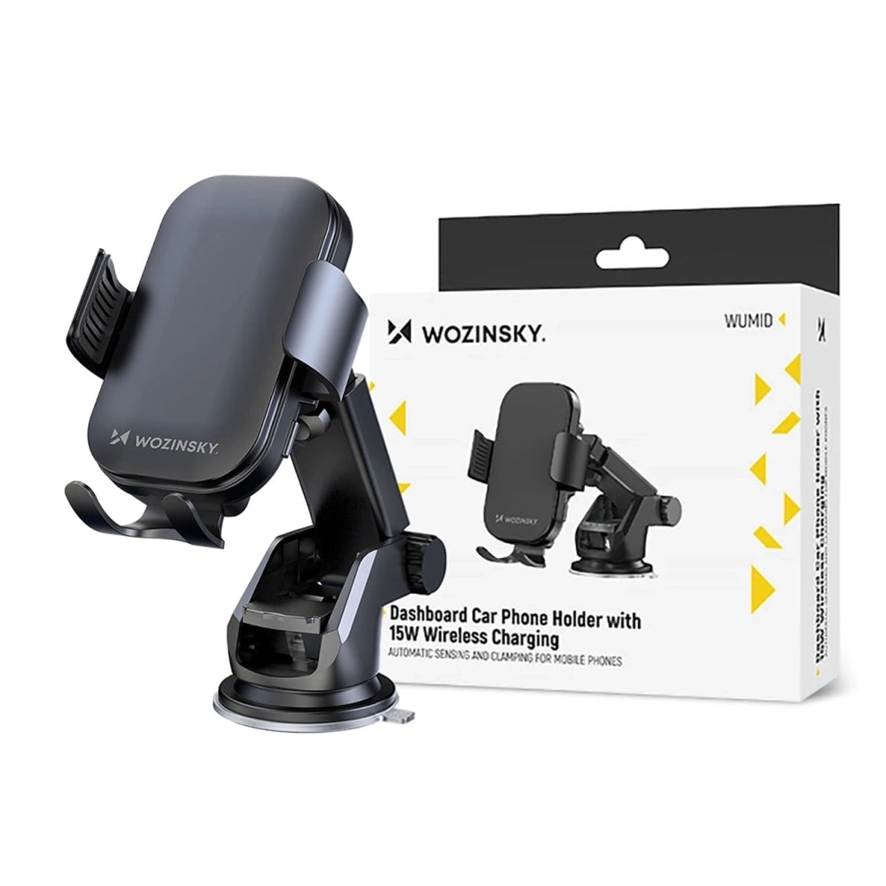 Wozinsky WUMID Car Dashboard Phone Holder with 15W Inductive Charger - Black
