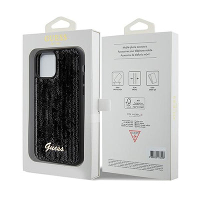 Guess Sequin Script Metal case for iPhone 12/12 Pro - black