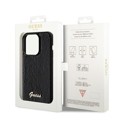 Guess Sequin Script Metal case for iPhone 14 Pro Max - black