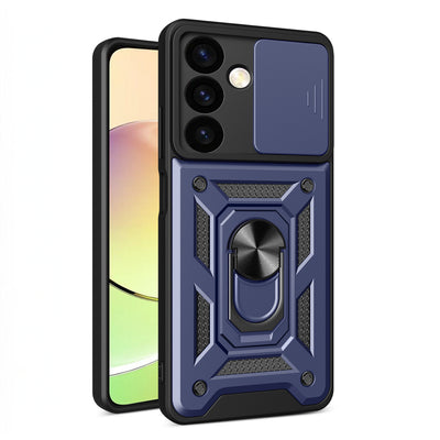 Hybrid Armor Camshield armored case for Samsung Galaxy A15 with camera cover - blue