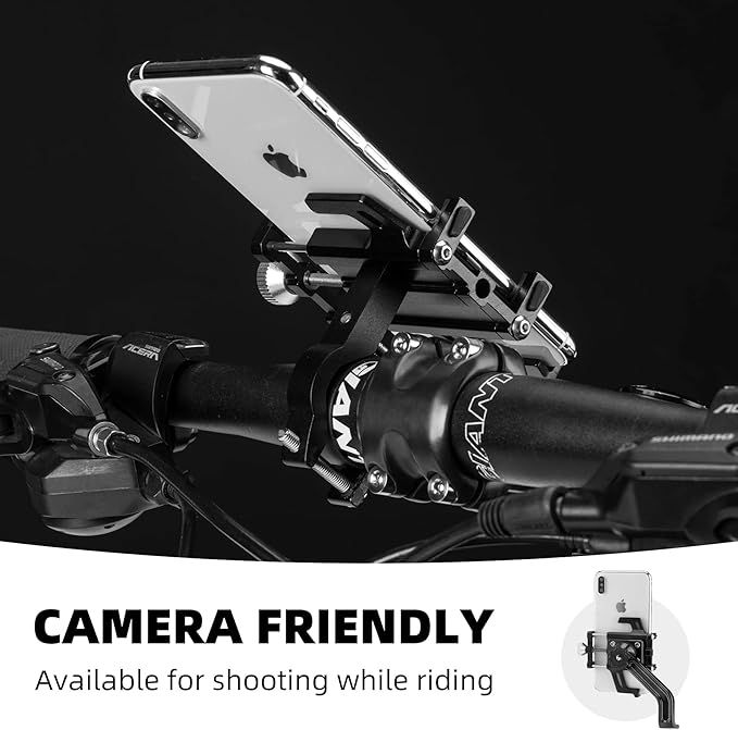 „Rockbros 699-BK“ aliuminio lydinio dviračio telefono laikiklis – juodas