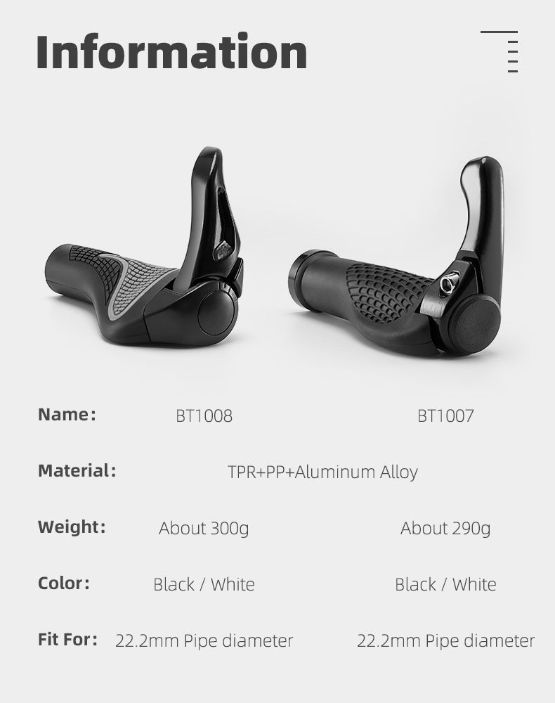 „Rockbros BT1007B“ dviračių laikiklių komplektas su ragais – juodas