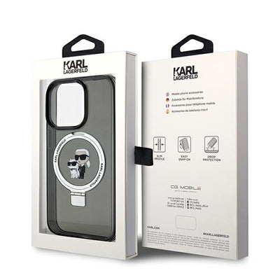 Karl Lagerfeld Ring Stand Karl&Choupette MagSafe case for iPhone 14 Pro - black