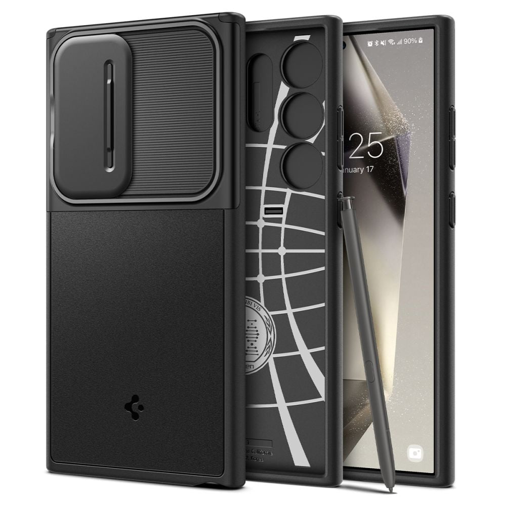 „Spigen Optic Armor“ dėklas, skirtas „Samsung Galaxy S24 Ultra“ – juodas