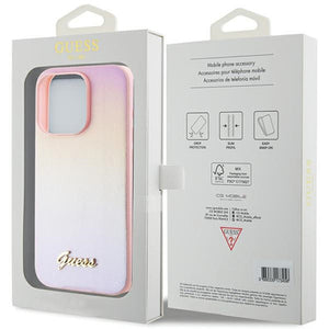 Guess Saffiano Iridescent Script case for iPhone 14 Pro Max - pink