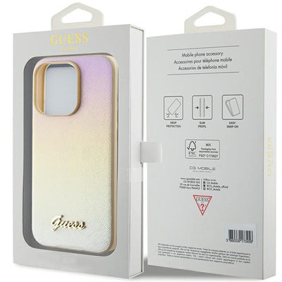 Guess GUHCP15XPSAIRSD iPhone 15 Pro Max 6.7" gold/gold hardcase Saffiano Iridescent Script