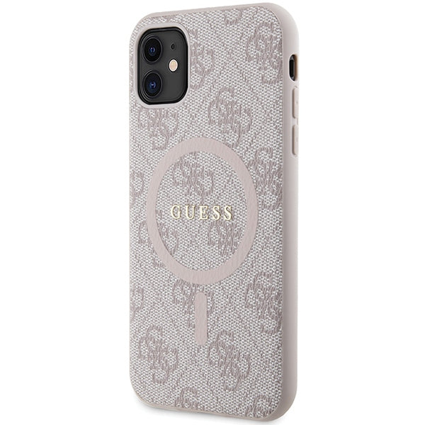 Guess GUHMN61G4GFRP iPhone 11 6.1" / Xr pink/pink hardcase 4G Collection Leather Metal Logo MagSafe