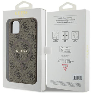 Guess GUHMN61G4GFRW iPhone 11 6.1" / Xr brown/brown hardcase 4G Collection Leather Metal Logo MagSafe