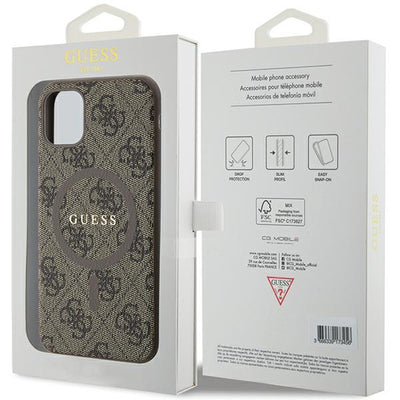 Guess GUHMN61G4GFRW iPhone 11 6.1" / Xr brown/brown hardcase 4G Collection Leather Metal Logo MagSafe