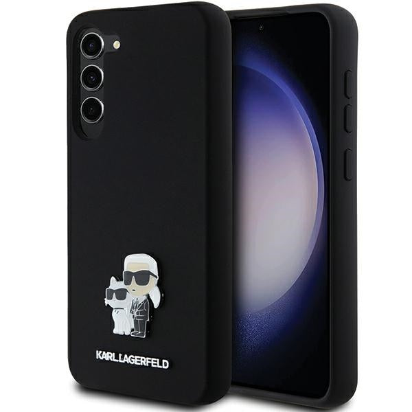 Karl Lagerfeld Silicone Karl&amp;Choupette Metal Pin case for Samsung Galaxy S23+ - black