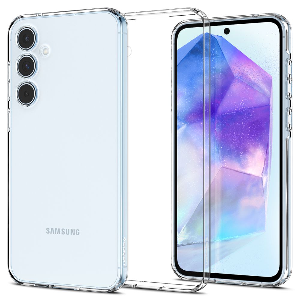 „Spigen“ skystųjų kristalų dėklas, skirtas „Samsung Galaxy A55 5G“ - skaidrus