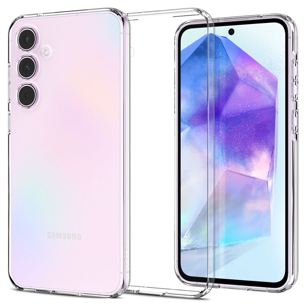 „Spigen“ skystųjų kristalų dėklas, skirtas „Samsung Galaxy A55 5G“ - skaidrus