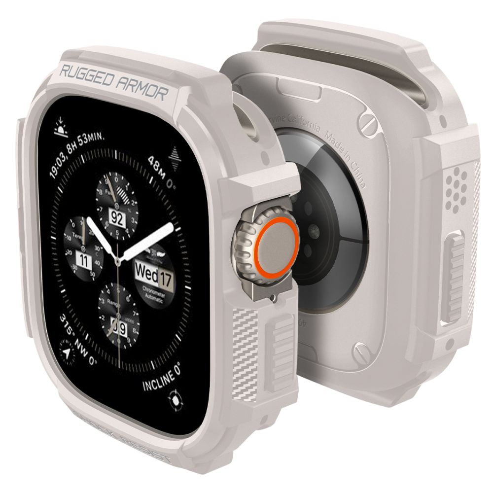 „Spigen Rugged Armor“ dėklas, skirtas „Apple Watch Ultra 1 / 2“ (49 mm) – smėlio spalvos